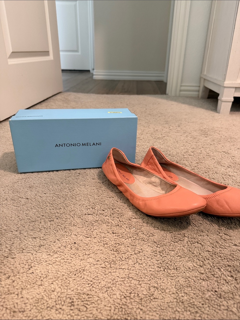 ANTONIO MELANI Coral Leather Slip-On Ballet Flats